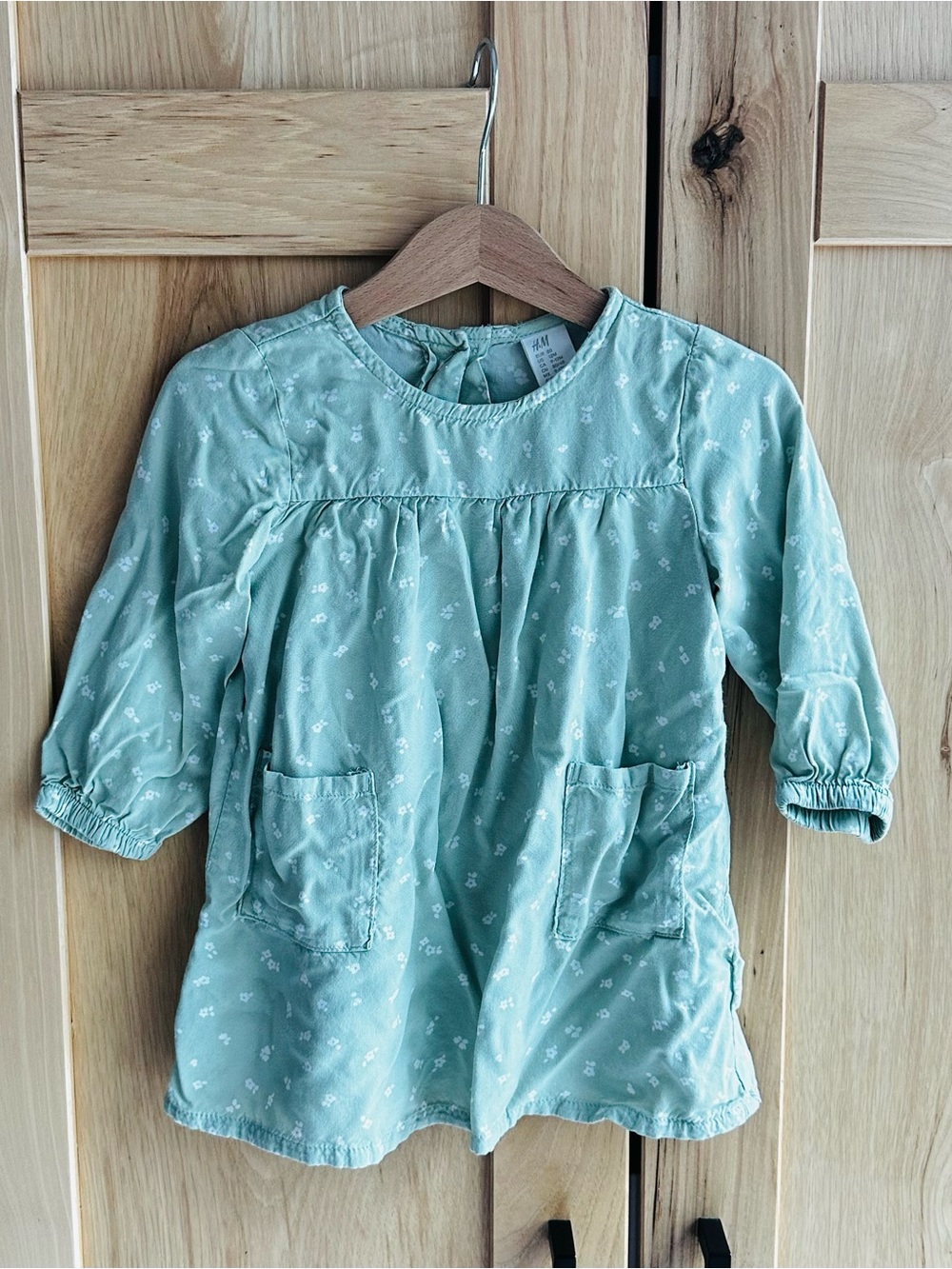 H&M Toddler Mint Green Floral Long Sleeve Dress